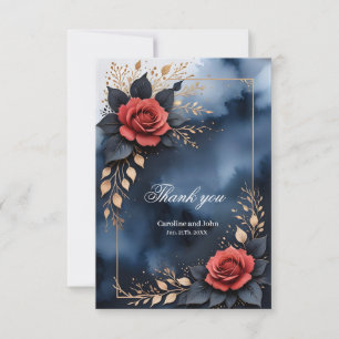 Elegant rose arrangement with golden foliage thank you card
