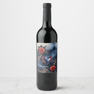 Elegant rose arrangement with golden foliage  wine label