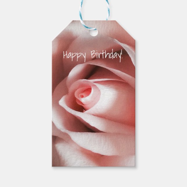 Elegant Rose Birthday Gift Tags (Front)