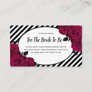 Elegant Rose Black Stripes Gothic Recipe Request Enclosure Card