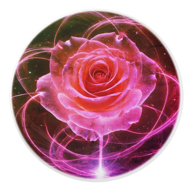 Elegant Rose Bloom: Personalized Door Knob Accent (Front)