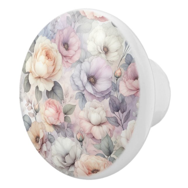 Elegant Rose Blossoms Ceramic Knob (Right)