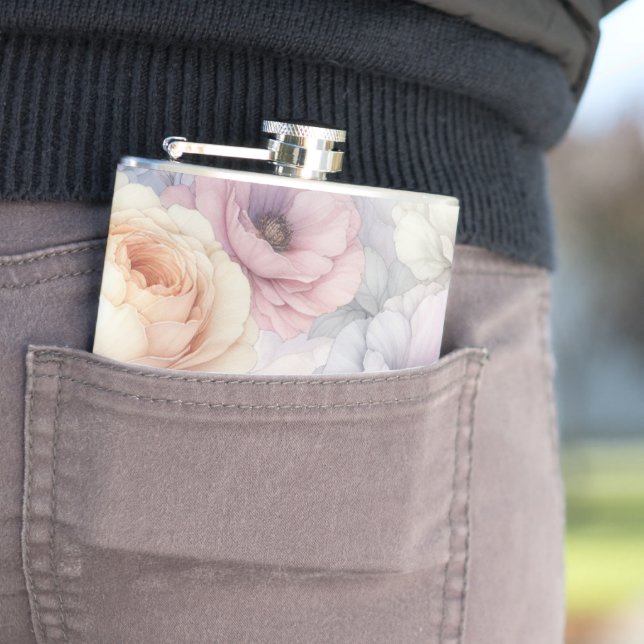 Elegant Rose Blossoms Hip Flask (In Situ)