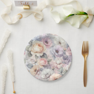 Elegant Rose Blossoms Paper Plate