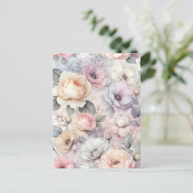 Elegant Rose Blossoms Postcard (Standing Front)