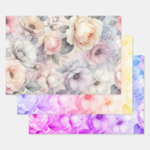 Elegant Rose Blossoms Wrapping Paper Sheet