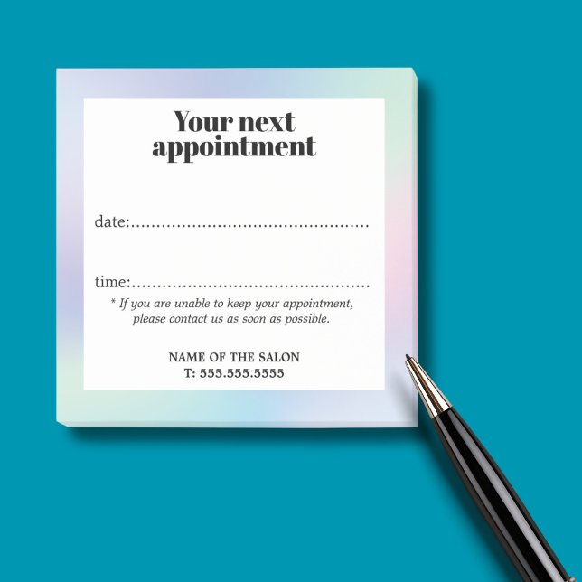 Elegant Rose Blue Gradient BeautySalon Appointment Post-it Notes (Creator Uploaded)