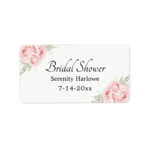 Elegant Rose Blush Pink Floral Bridal Shower Label