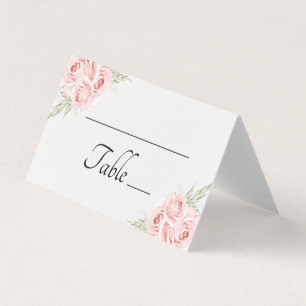 Elegant Rose Blush Pink Floral Wedding Place Card