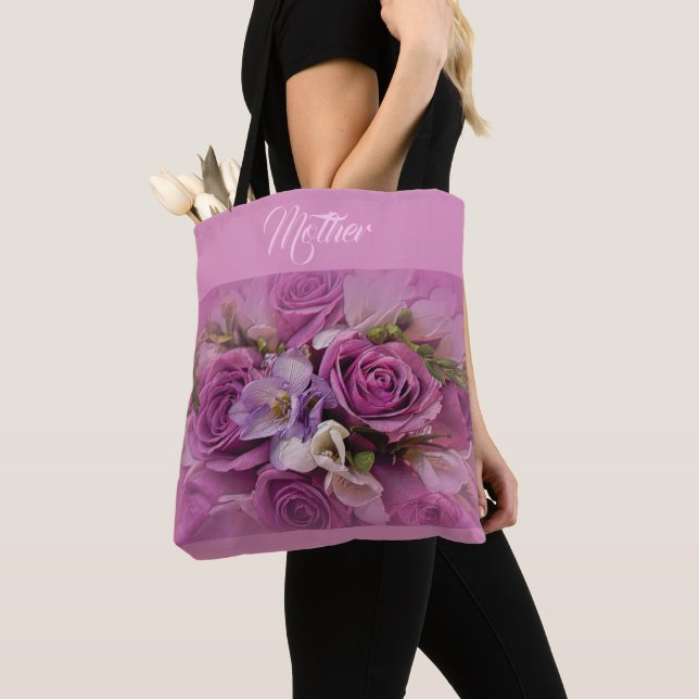 Elegant Rose Bouquet Tote Bag (Close Up)