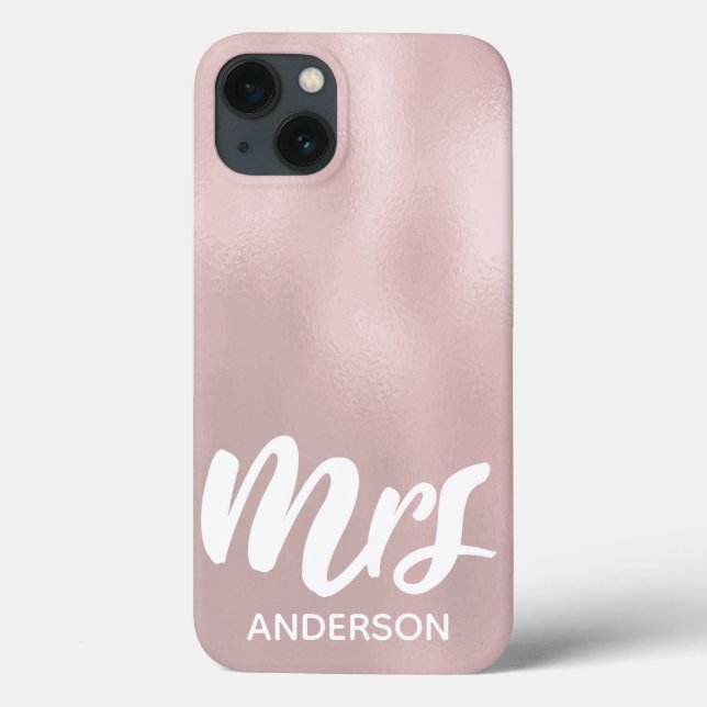 Elegant Rose Bride Gold Mrs Surname Case-Mate iPhone Case (Back)