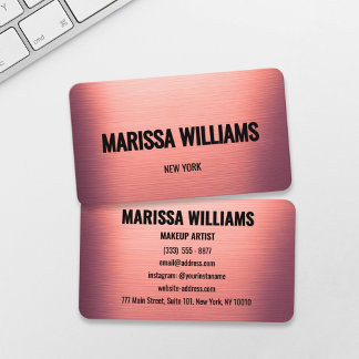 Elegant Rose Brushed Metal Business Card