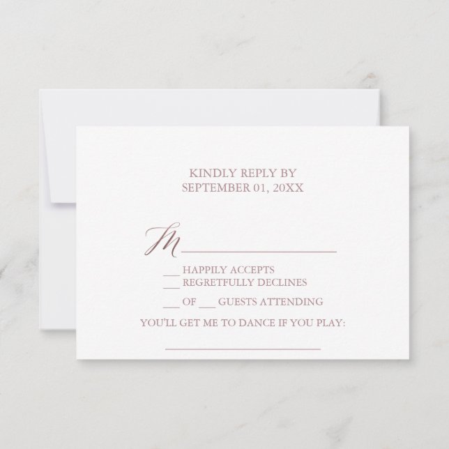Elegant Rose Calligraphy Song Request RSVP Card (Back)