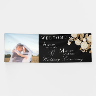 Elegant Rose Chic Black Photo Banner