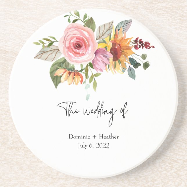 Elegant Rose Chic Wedding Coaster (Front)