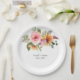 Elegant Rose Chic Wedding Paper Plate