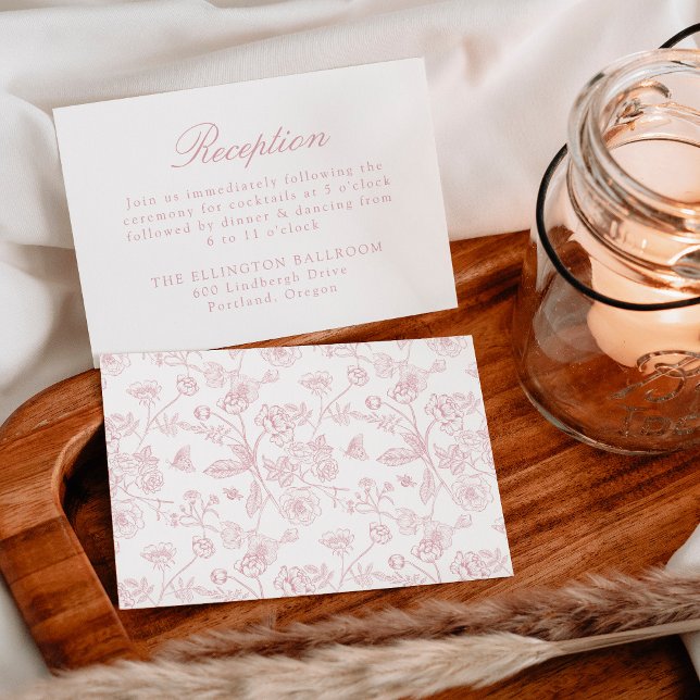 Elegant Rose Chinoiserie Floral Wedding Reception Enclosure Card (Creator Uploaded)