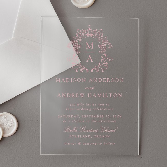 Elegant Rose Chinoiserie Victorian Floral Wedding Acrylic Invitations (Creator Uploaded)