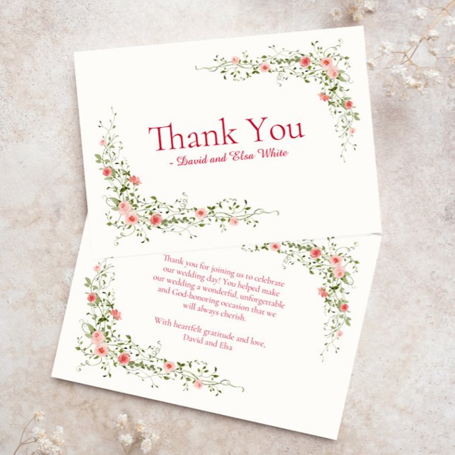Elegant Rose Christian Wedding Thank You Card (Creator Uploaded)