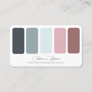 Elegant rose colour palette calligraphy QR-Code B Business Card