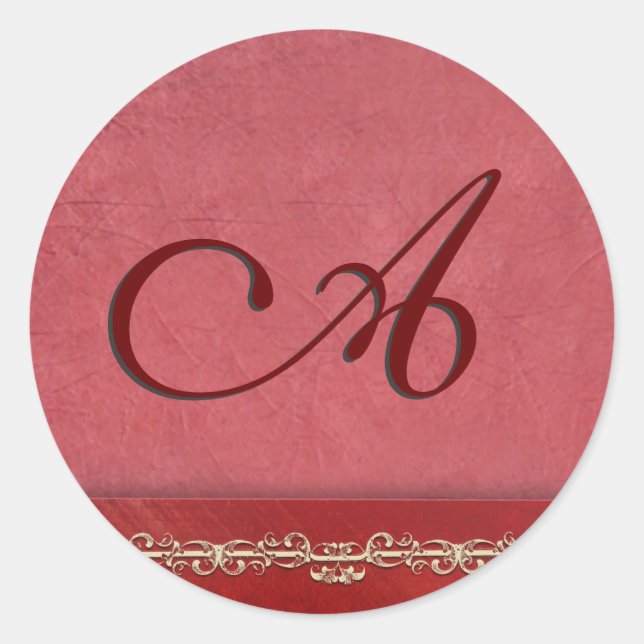 Elegant rose coloured monogram envelope seals (Front)