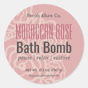 Elegant Rose Coral Pink Floral Bath Bomb Label