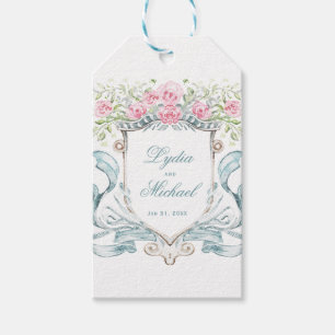 Elegant Rose Crest w/ Bow   Wedding Gift Tags