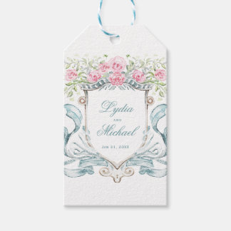 Elegant Rose Crest w/ Bow | Wedding Gift Tags