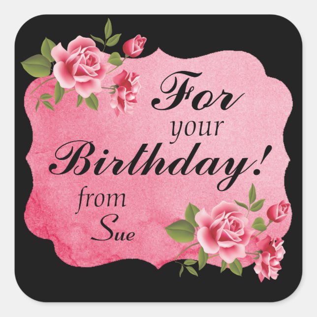 Elegant Rose Custom Gift Stickers (Front)