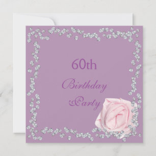 Elegant Rose & Diamonds 60th Birthday Invitation