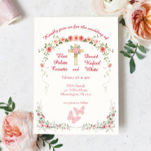 Elegant Rose Floral Christian Wedding Invitation