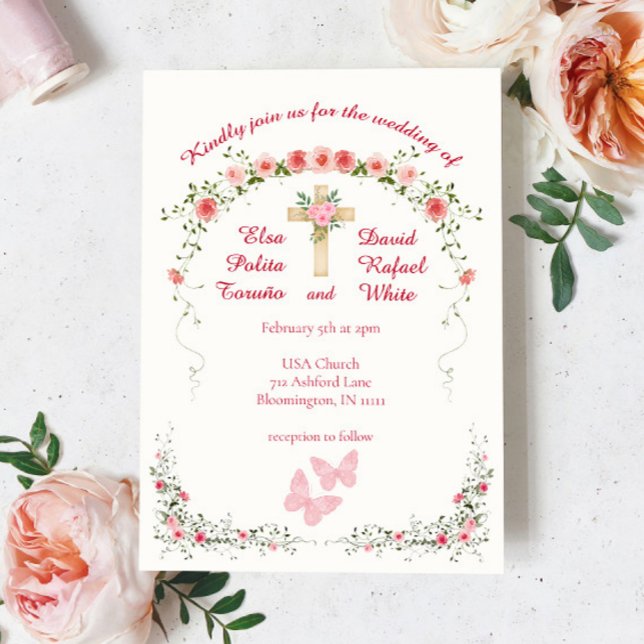 Elegant Rose Floral Christian Wedding Invitation (Creator Uploaded)