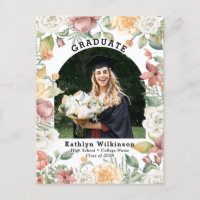 Elegant Rose Floral Photo Graduation Announcement