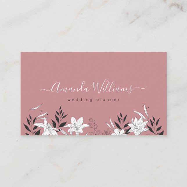 Elegant Rose Floral QR Code Business Card (Front)