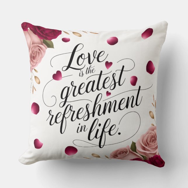 Elegant Rose Floral Quote Design Cushion (Front)