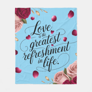 Elegant Rose Floral Quote Design Fleece Blanket