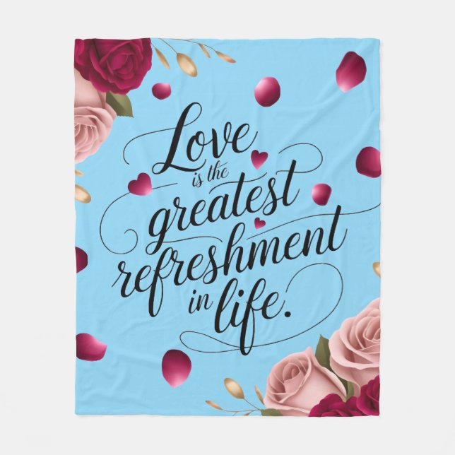 Elegant Rose Floral Quote Design Fleece Blanket (Front)