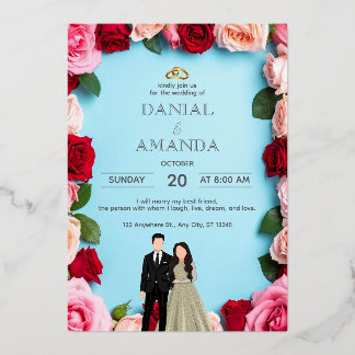 Elegant Rose Floral Wedding Invitation Card | Edit