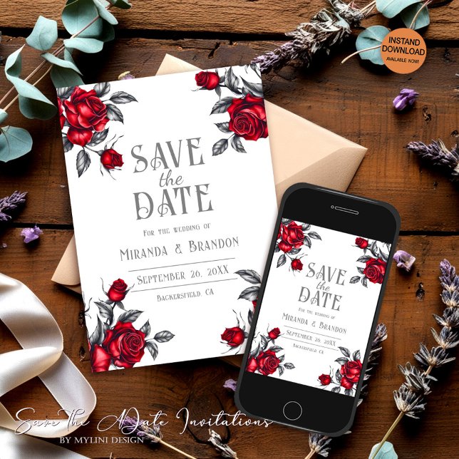 Elegant Rose Floral Wedding Save the Date Card (Creator Uploaded)