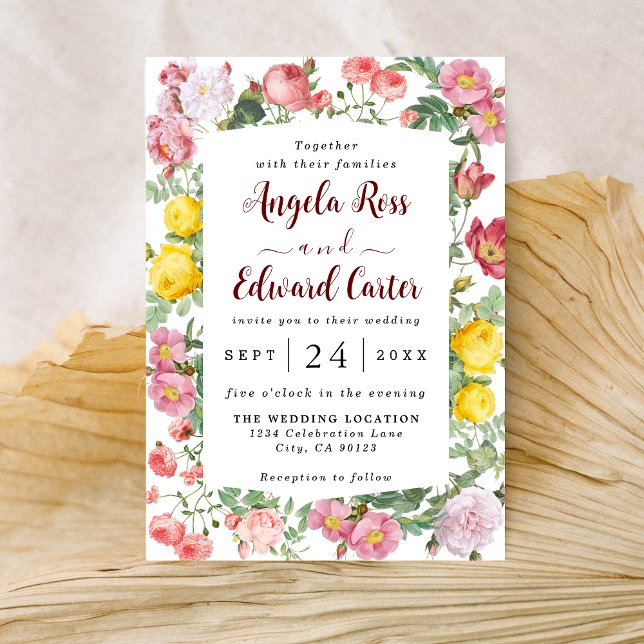 Elegant Rose Florals Wedding Invitation (Creator Uploaded)