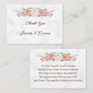 Elegant Rose Flower Custom Wedding Thank You Card
