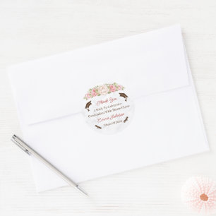 Elegant Rose Flower Customised Graduation Classic Round Sticker
