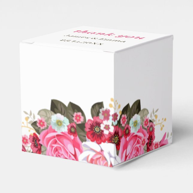 Elegant Rose Flower Personalised Wedding Favour Box (Front Side)