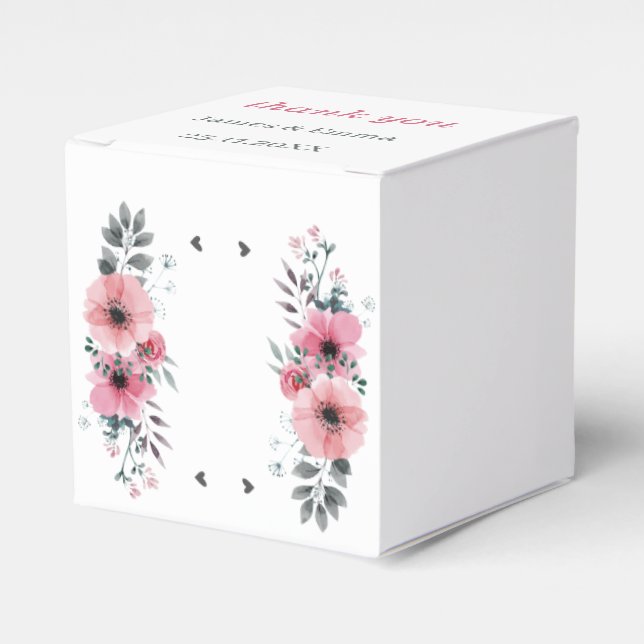 Elegant Rose Flower Personalised Wedding Favour Box (Front Side)