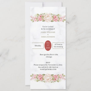 Elegant Rose Flower Personalised Wedding Invitation