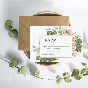 Elegant Rose Flower Wedding RSVP Template
