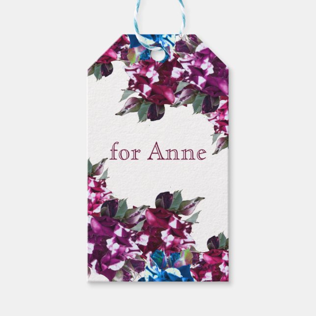 Elegant, Rose Flowers Custom Gift Tags (Front)