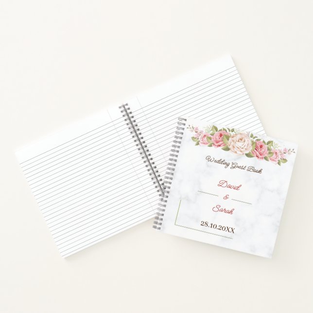 Elegant Rose Flowers Personalised Wedding Notebook (Inside)