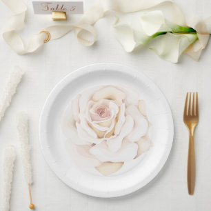 Elegant Rose Garden Pastel Pink Floral Wedding Paper Plate