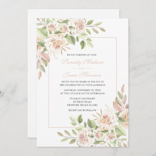 Elegant Rose Garden Pink Floral Wedding Invitation